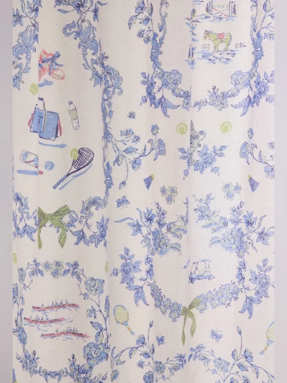 UO Preppy Toile Eco-Friendly Cotton Sport Icons Shower Curtain
